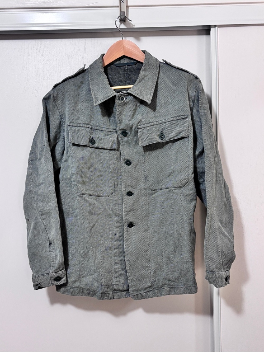 Vintage Mens Swiss Military Fatigue Jacket Size XL Denim Green Workwear Field